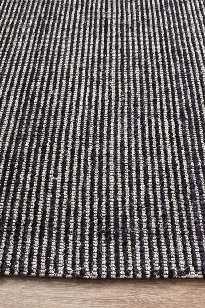 Cloud Cotton Rayon black flat weave rug