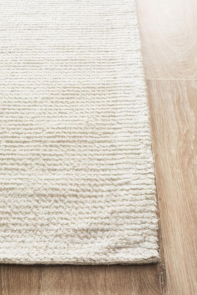 Cloud Cotton Rayon ivory flat weave rug