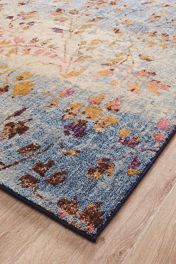 Florence designer pastel floral design rug