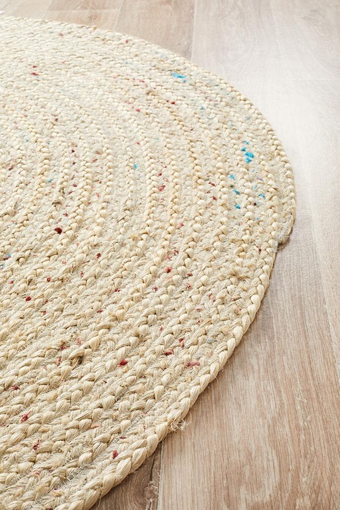 Diva natural bleached round jute natural fibre rug