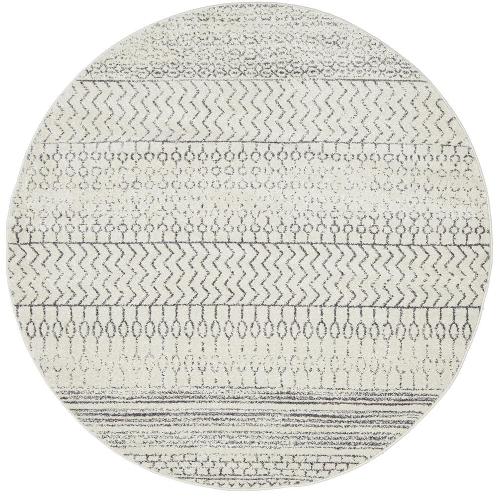 Chrome Harper Silver round tribal transitional rug