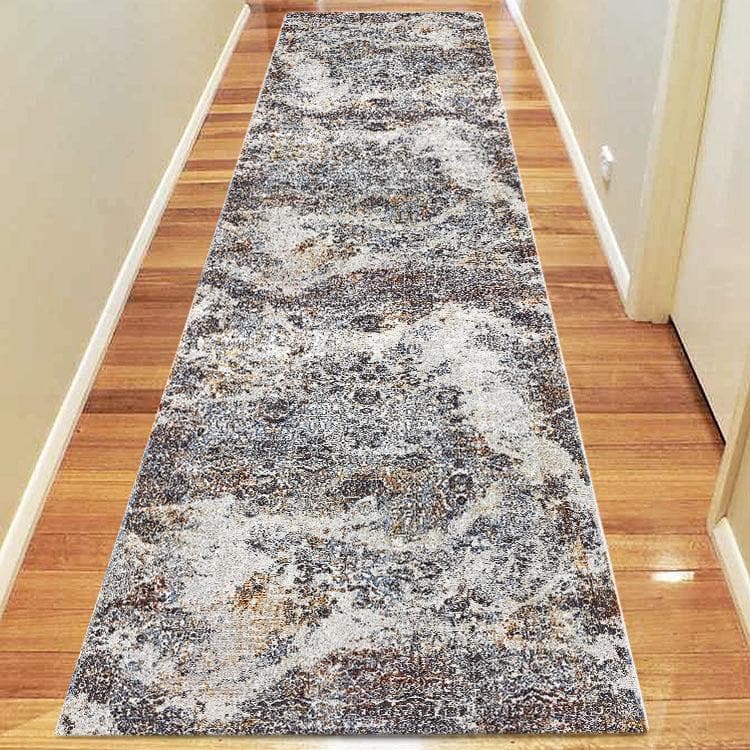 Charm 664 light grey poly viscose mix shimmering traditional hall runner rug