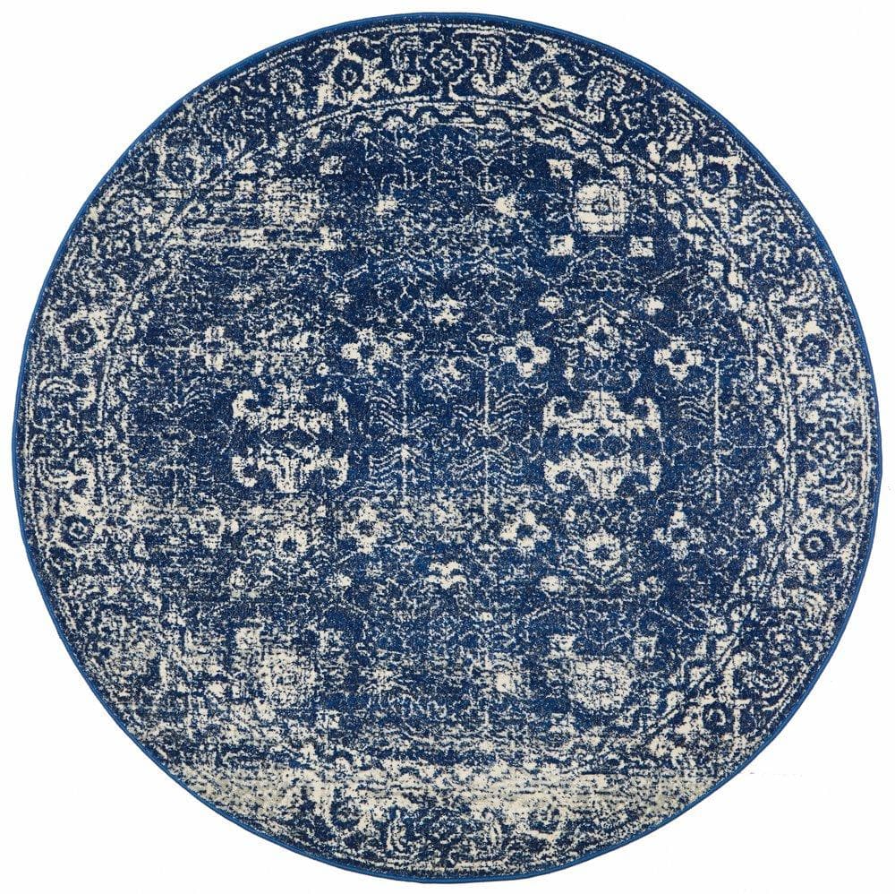 Transitional Oasis - Navy [Round] - Rug