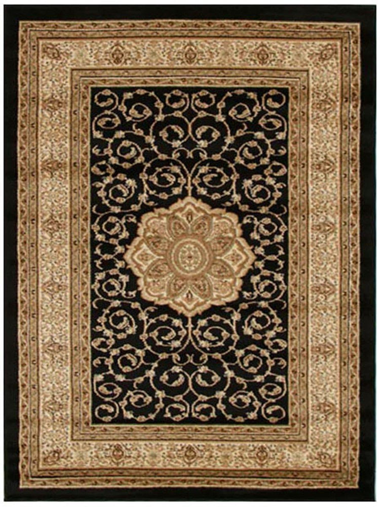 Istanbul classic medallion black traditional rug