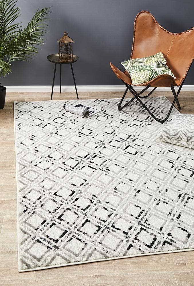 Jordyn modern black & white modern rug