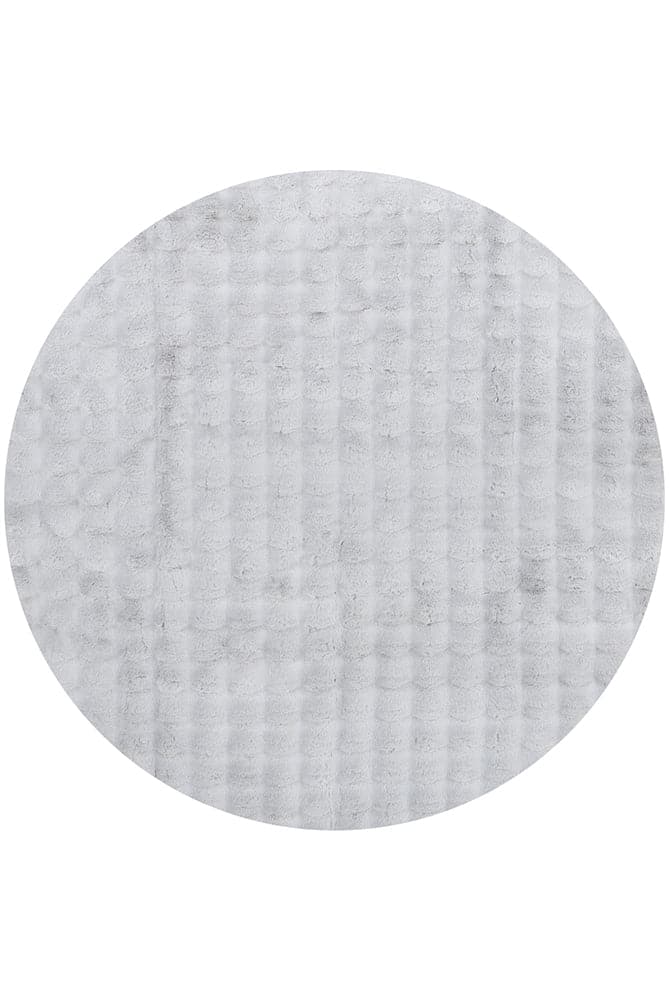 Bubble Silver Round - Machine Washable Rug