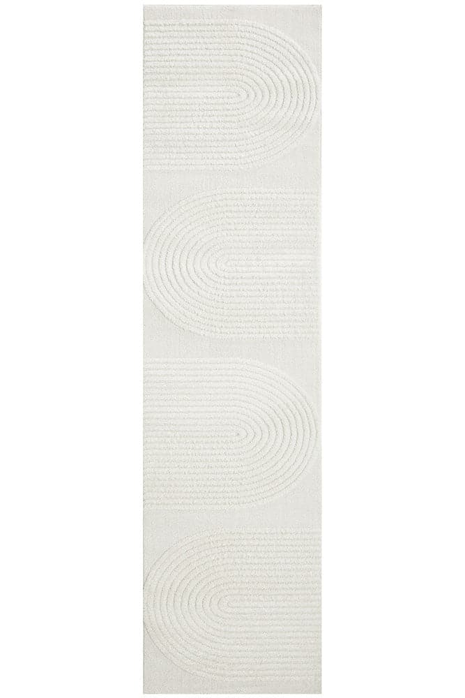 Lotus Abbey White Runner Rug