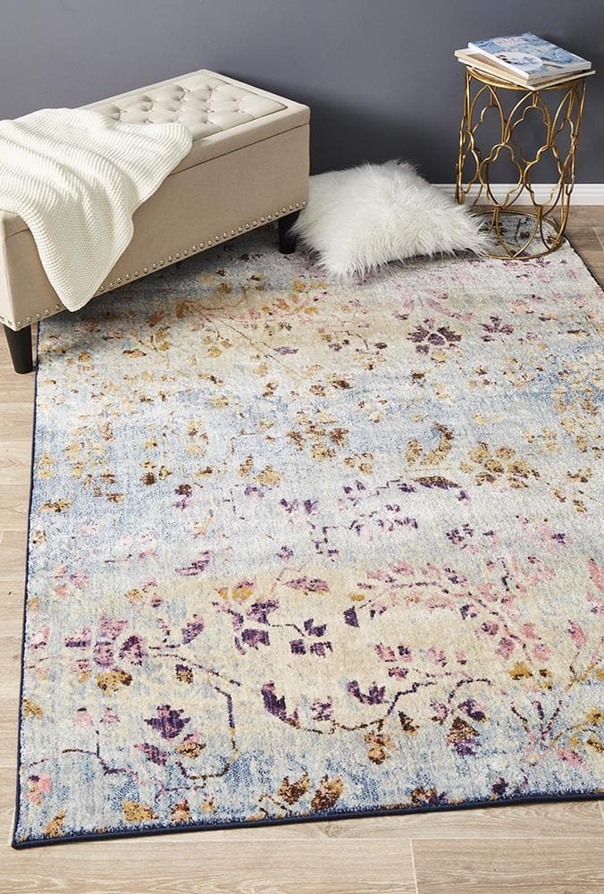 Florence designer pastel floral design rug