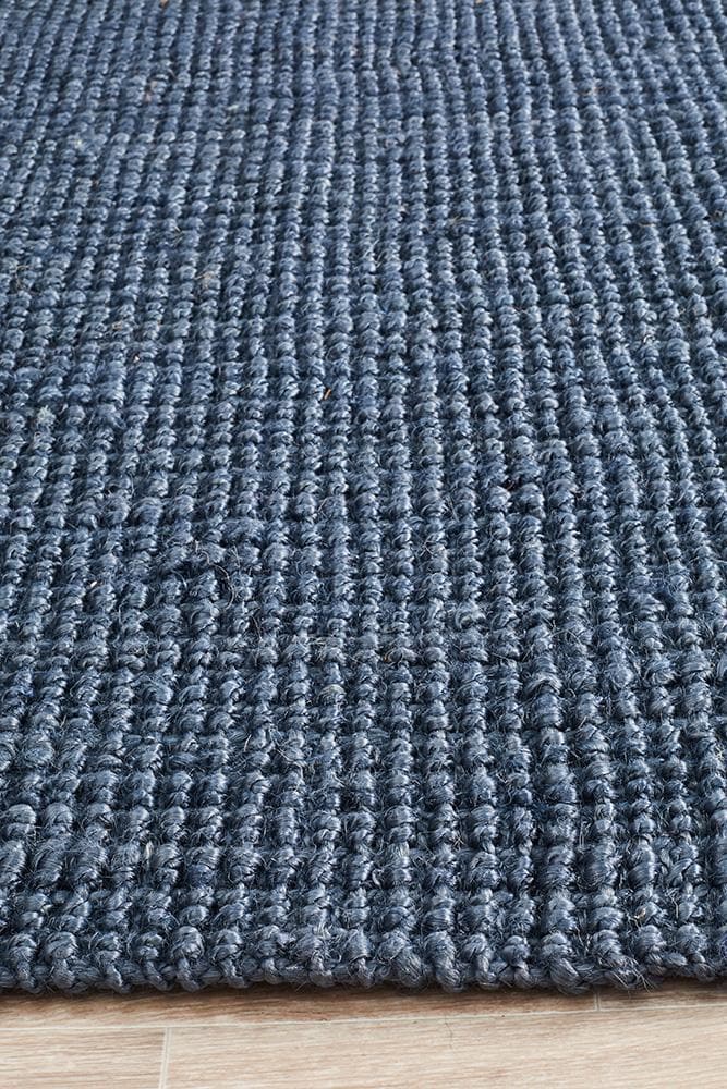 Chunky Barker natural jute fibre navy hall runner rug