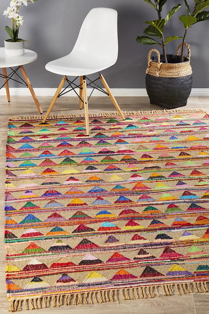 Marlo natural jute and cotton multi coloured rug