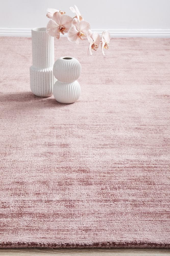 Bliss Blush Viscose Plain Rug 