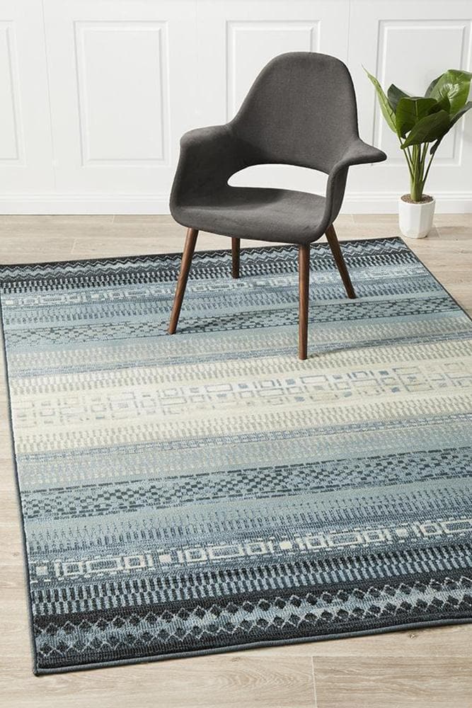 Calypso Tribal blue transitional style rug