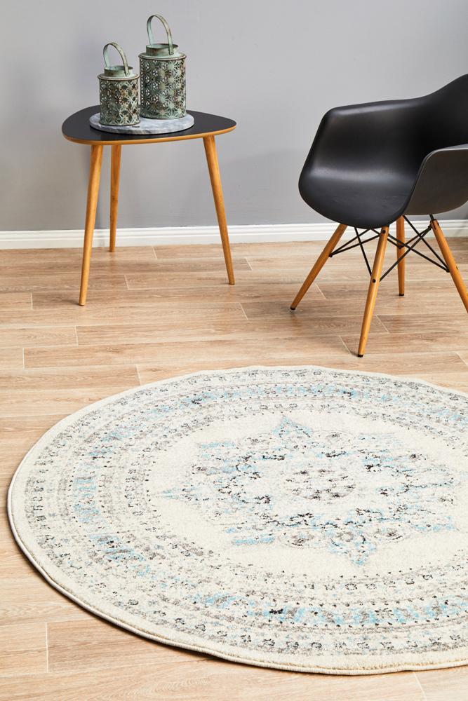 Century Emanuel white round transitional traditional style rug