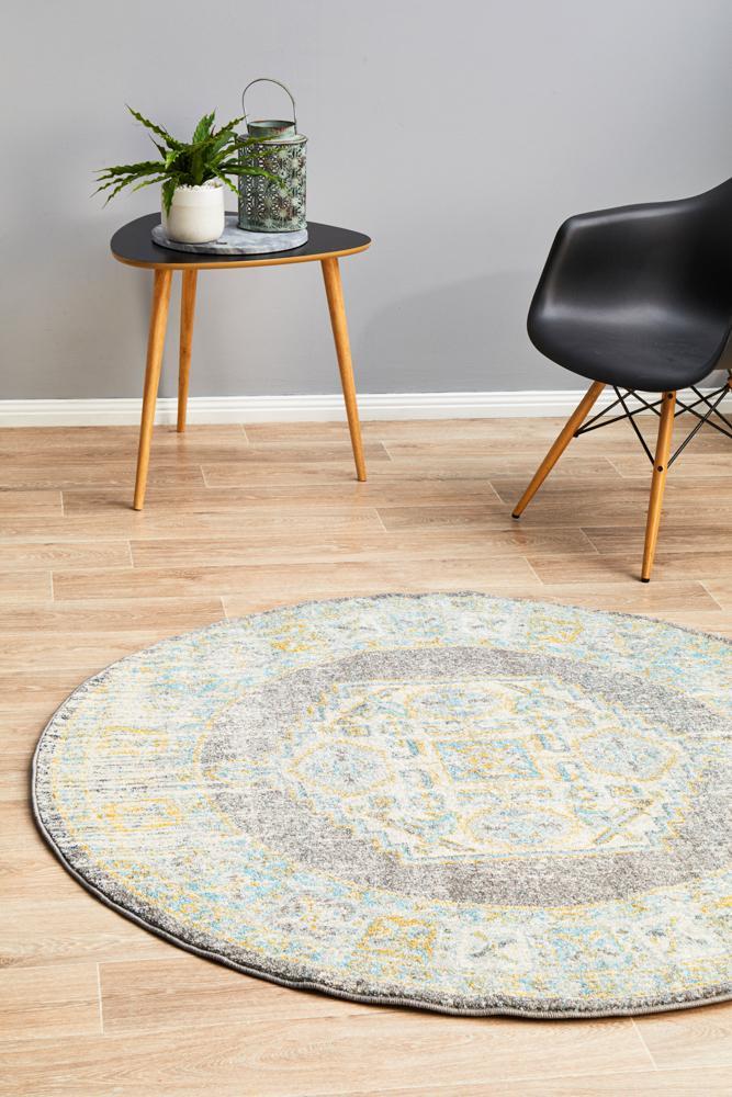 Century Washburn grey round traditional design rug