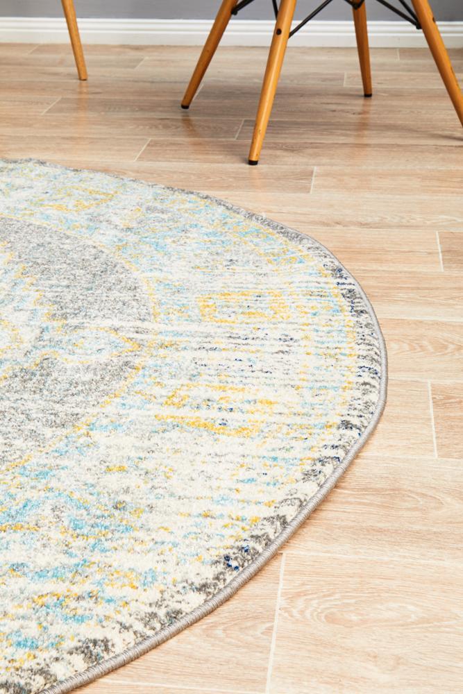 Century Washburn grey round traditional design rug