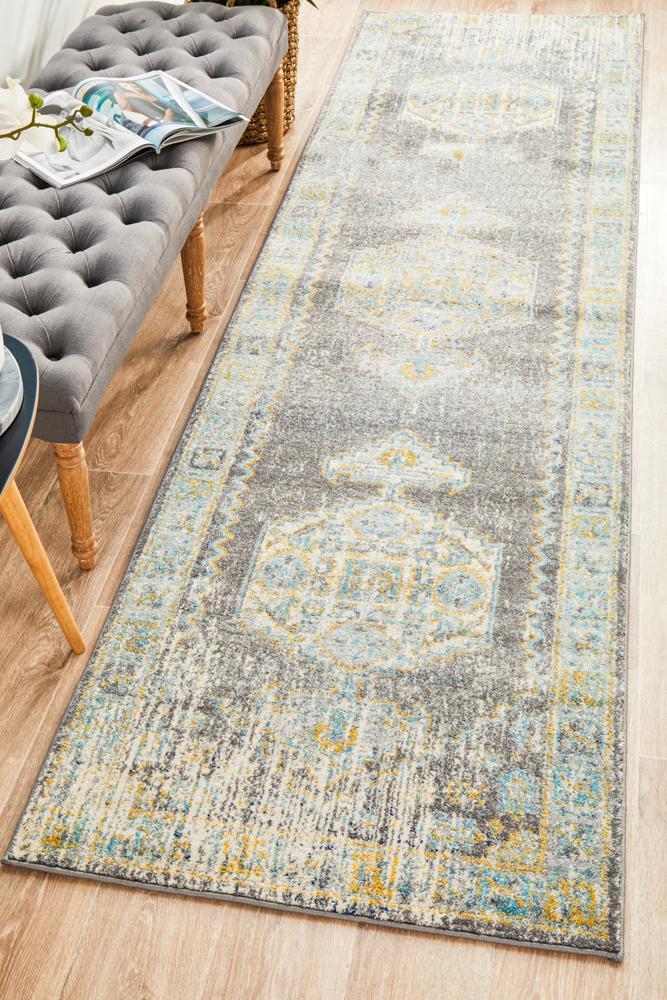 Century Washburn grey hall runner traditional design rug