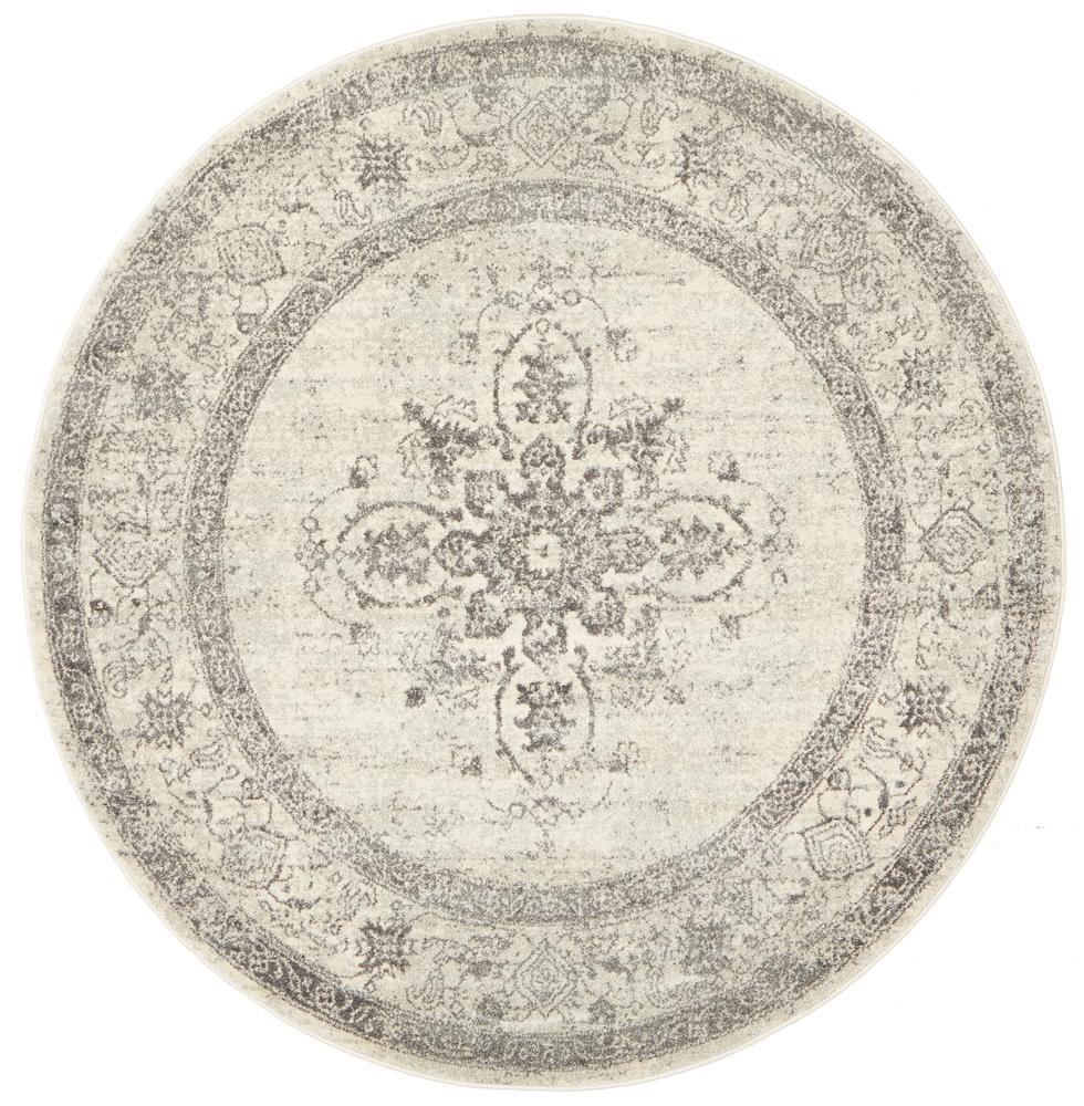 Century Bourque silver round transitional style rug