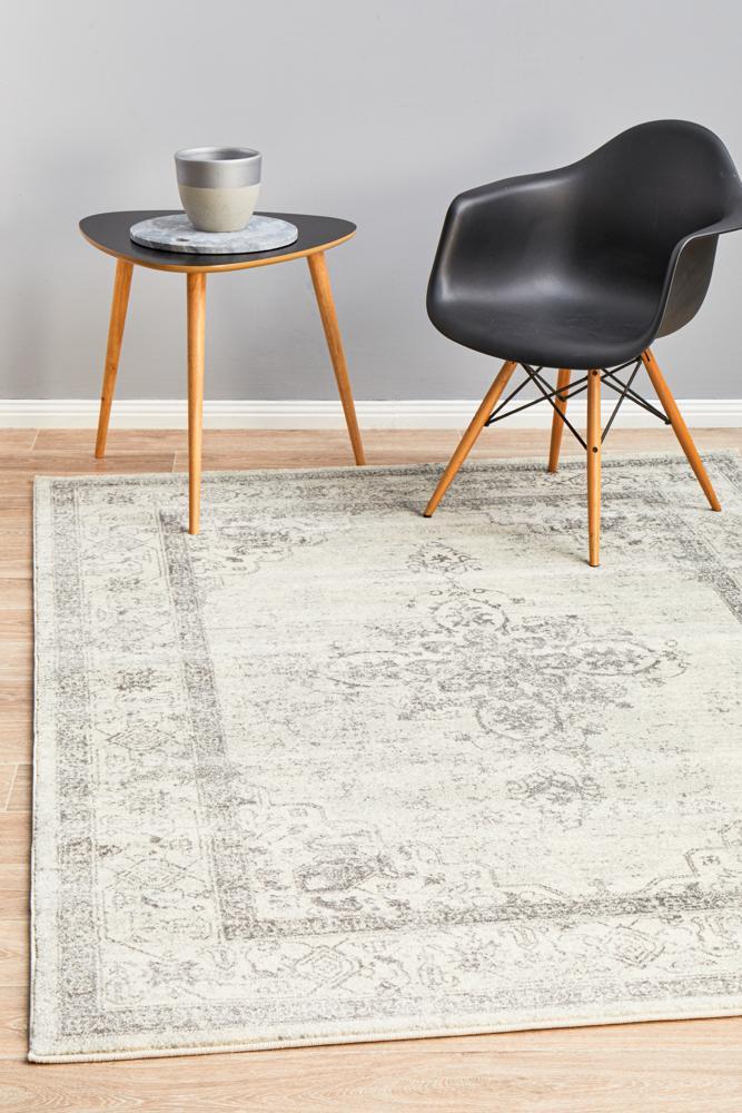 Century Bourque silver transitional traditional style rug
