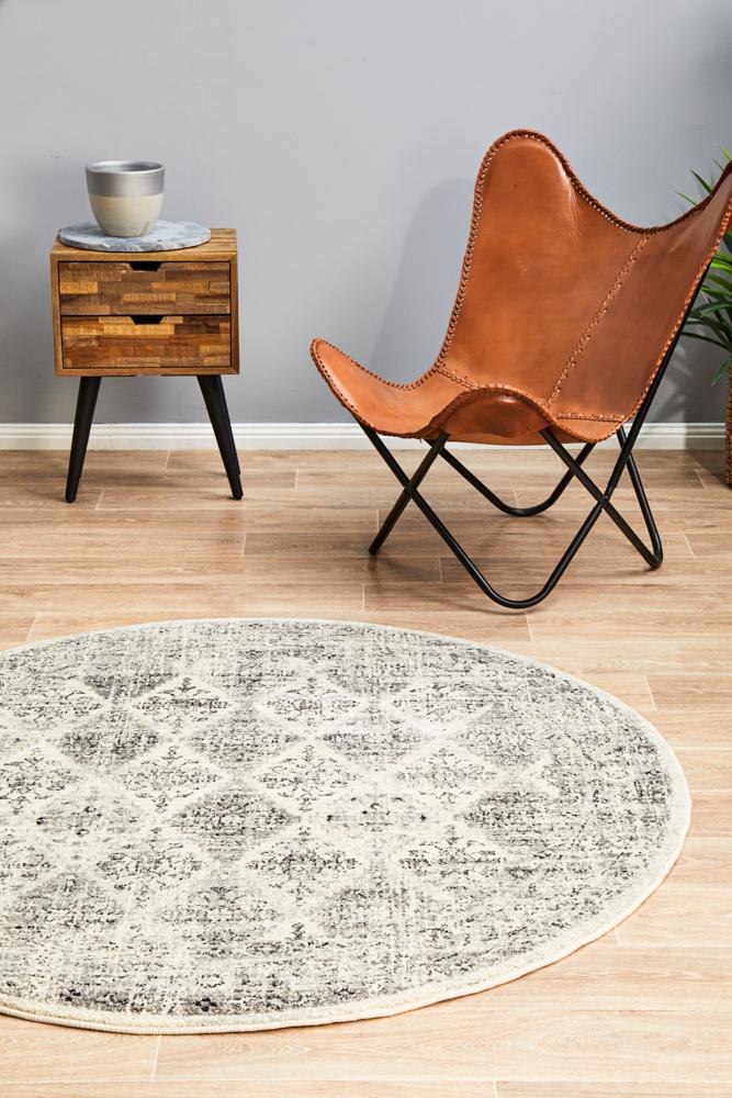 Century Lawrence grey round tribal style rug