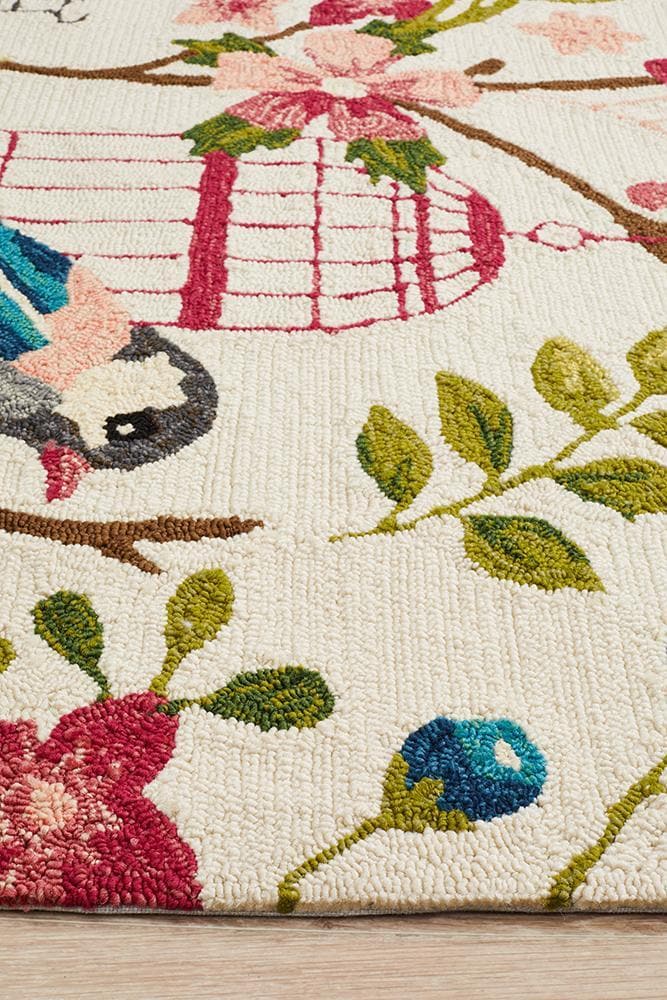 Copacabana Finch and Nest cream indoor outdoor rug