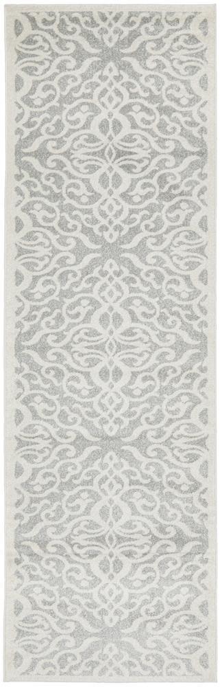 Chrome Lydia Silver floral trellis design rug