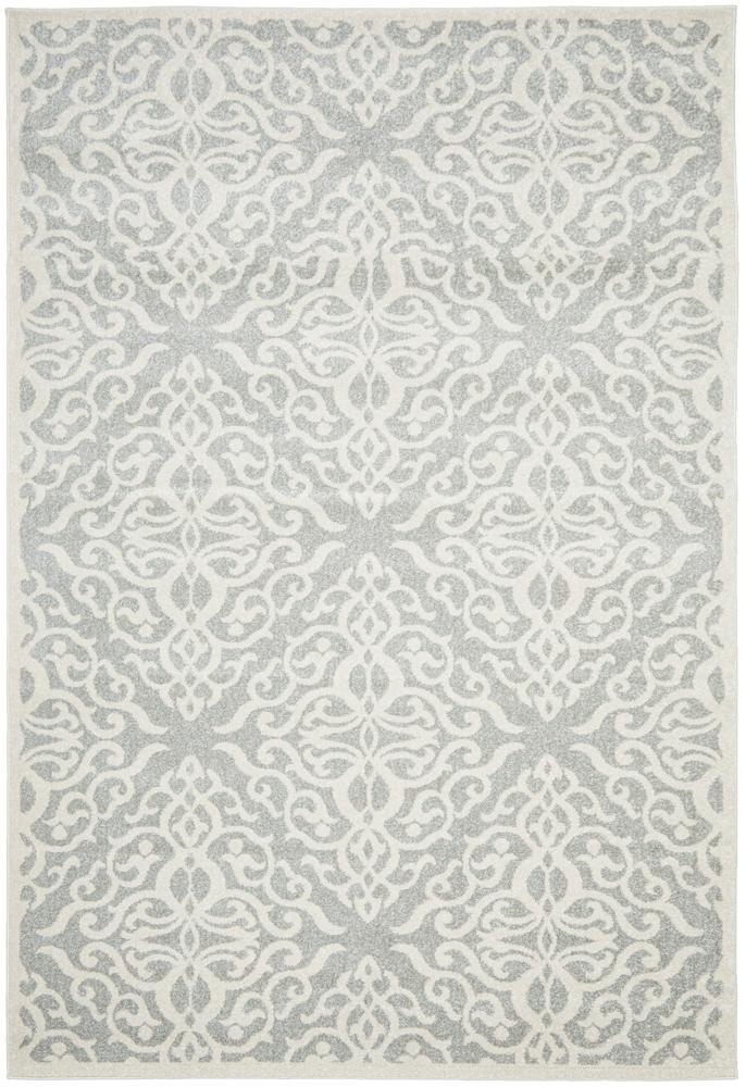 Chrome Lydia Silver floral trellis design rug