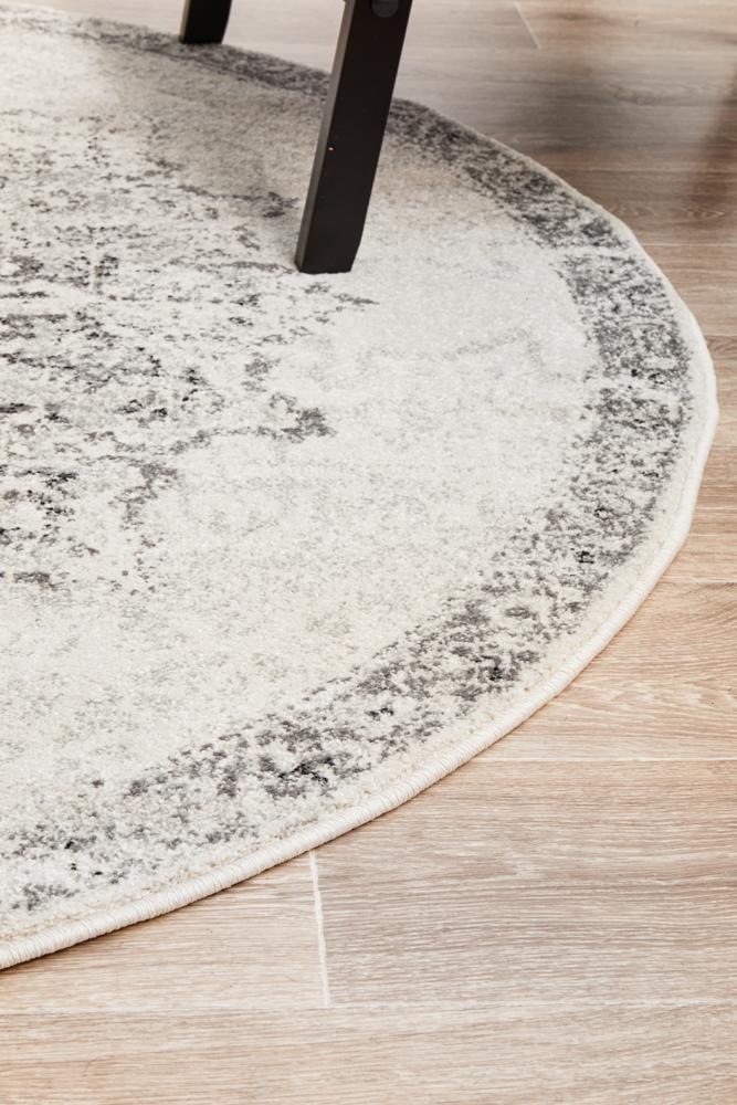Chrome Rita Silver round rug transitional design rug