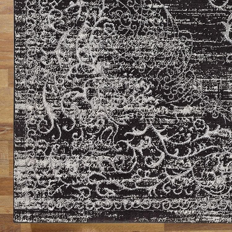 Charm 626 Dark grey poly viscose mix shimmering traditional rug