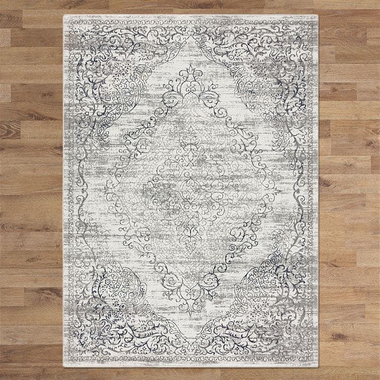 Charm 626 light grey poly viscose mix shimmering traditional rug
