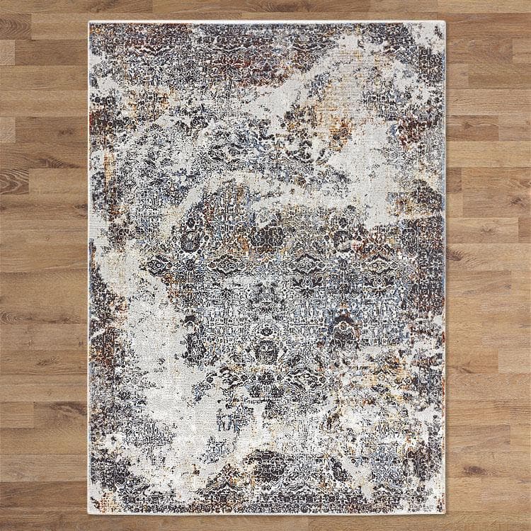 Charm 664 light grey poly viscose mix shimmering traditional rug