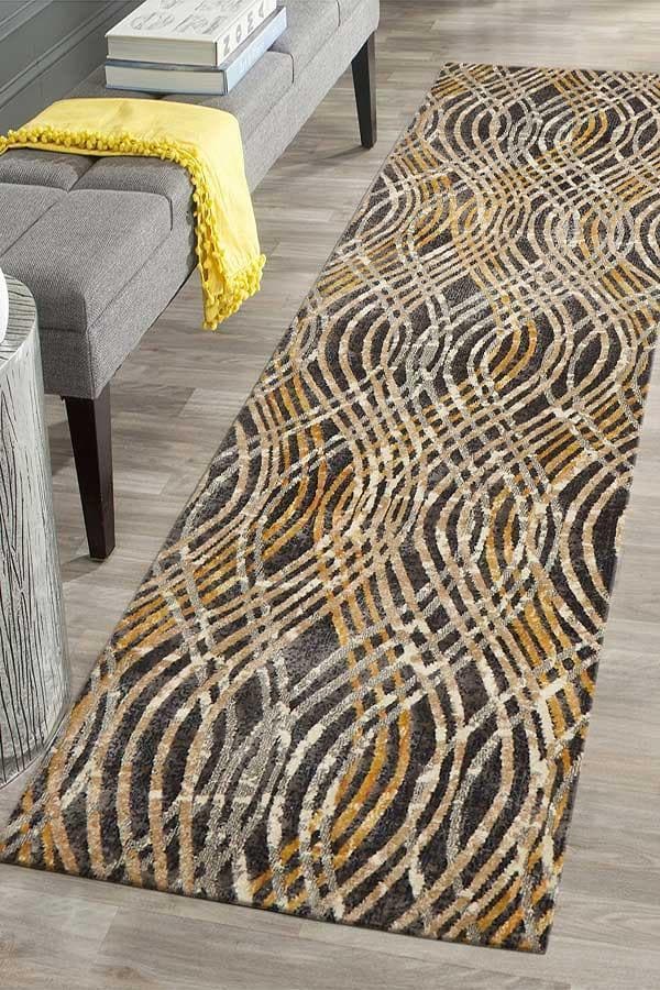 Dreamscape Flurry charcoal modern hall runner