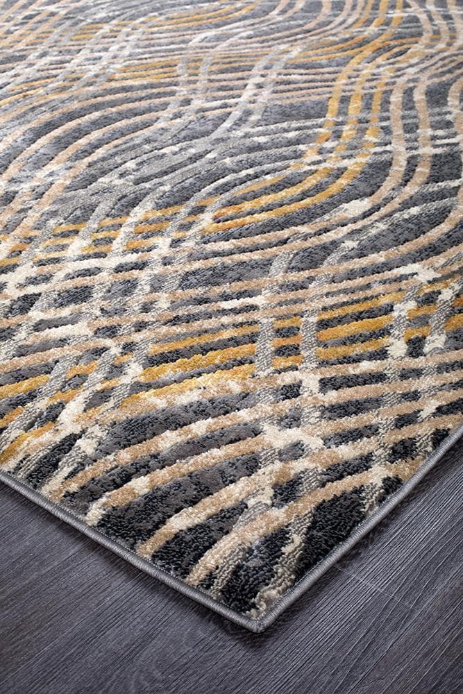 Dreamscape Flurry charcoal modern hall runner