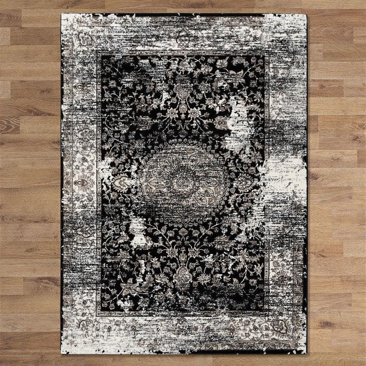 Dynasty 3464 black traditional transitional rug