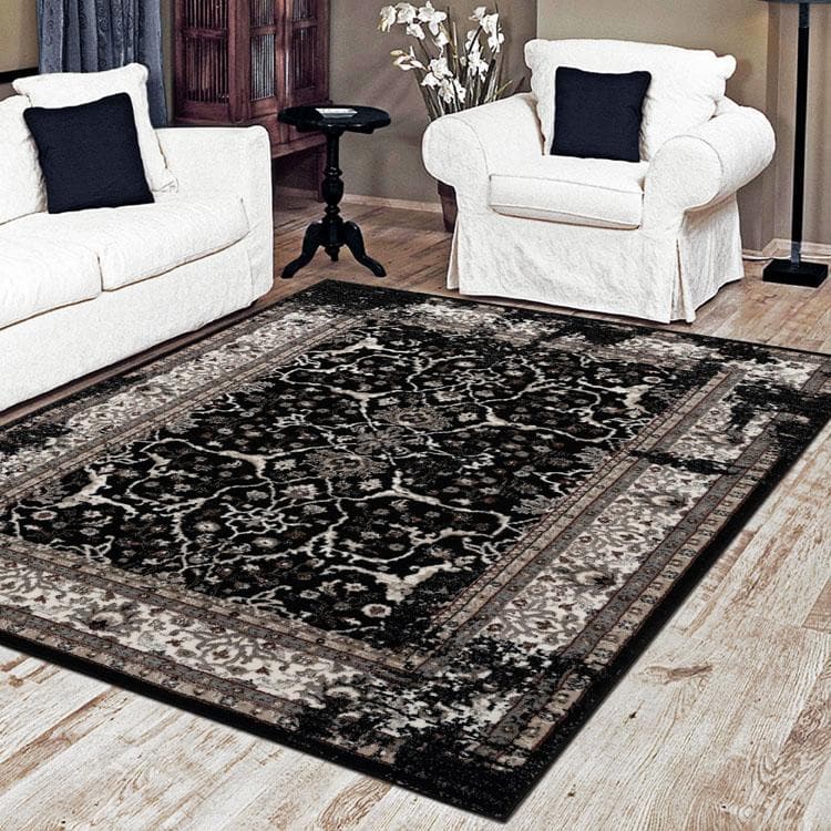 Dynasty 3465 black traditional transitional rug