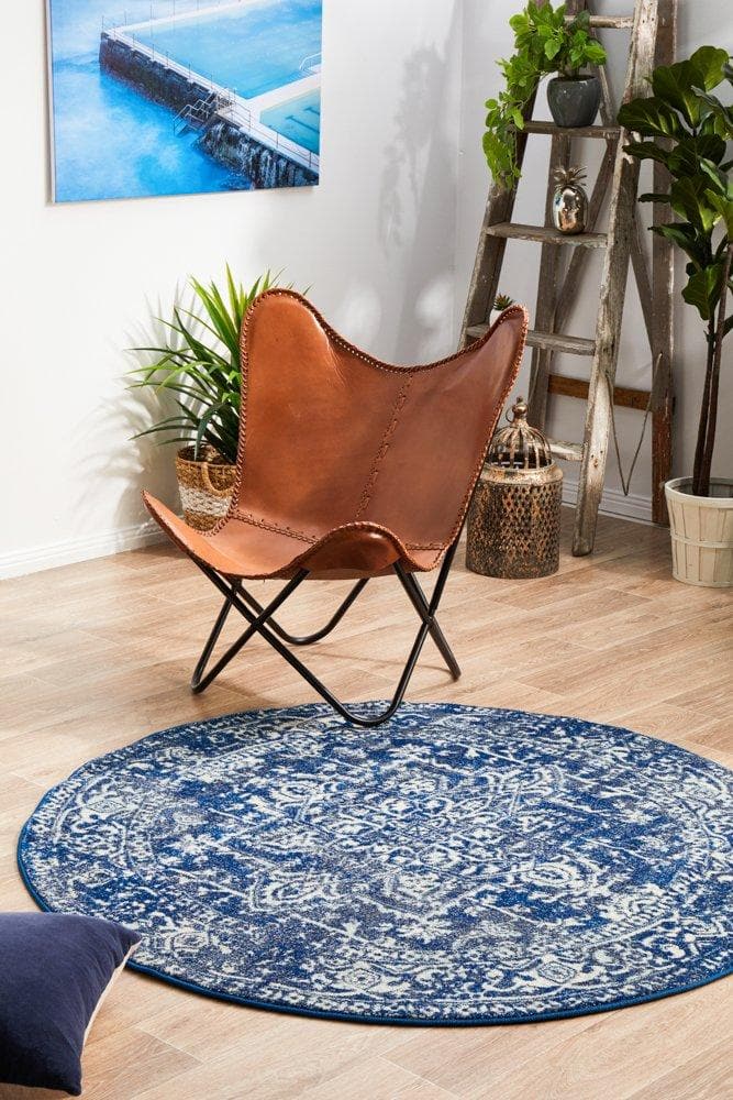 Transitional Contrast - Navy [Round] - Rug