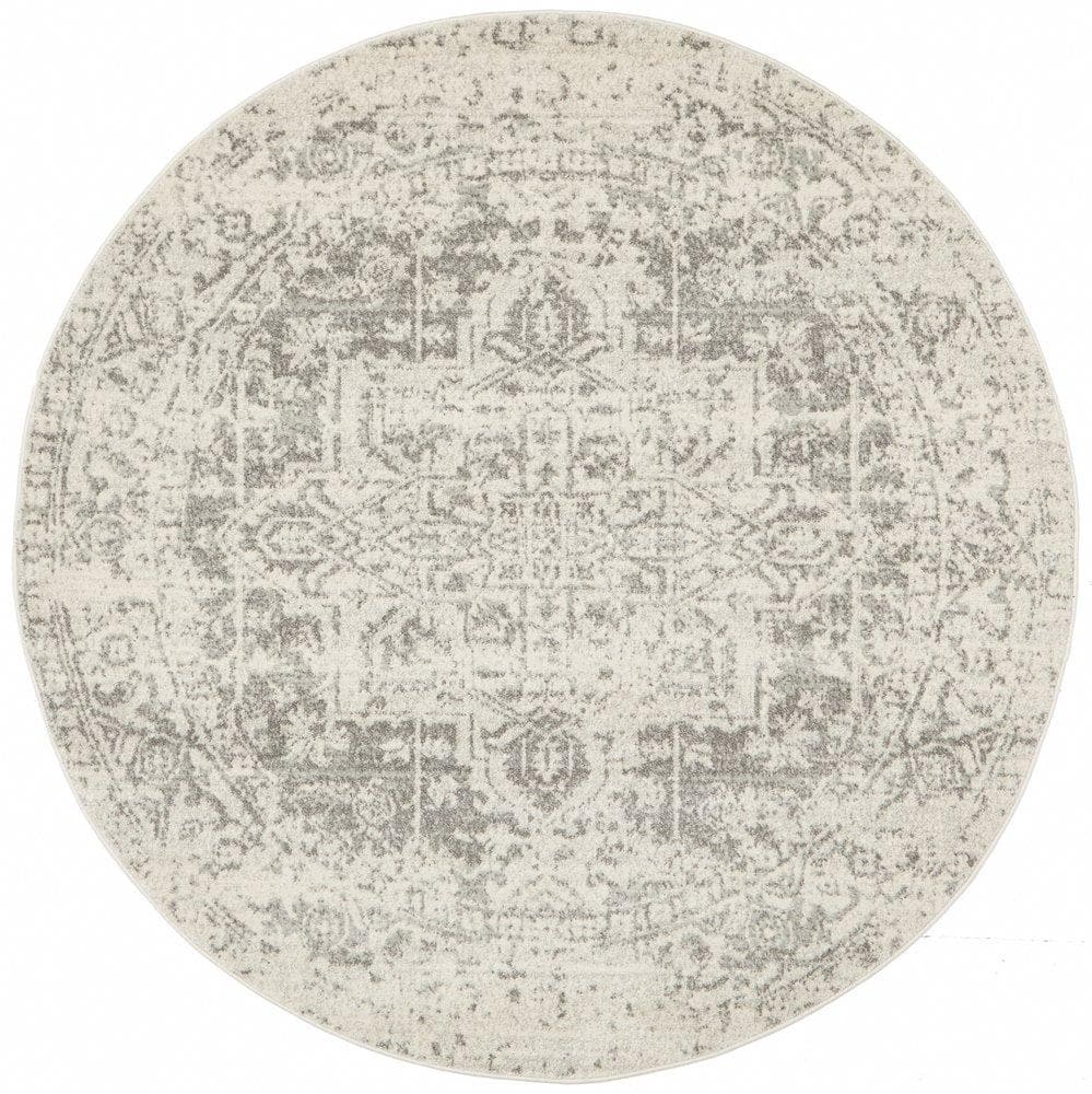 Transitional Dream - White Silver [Round] - Rug