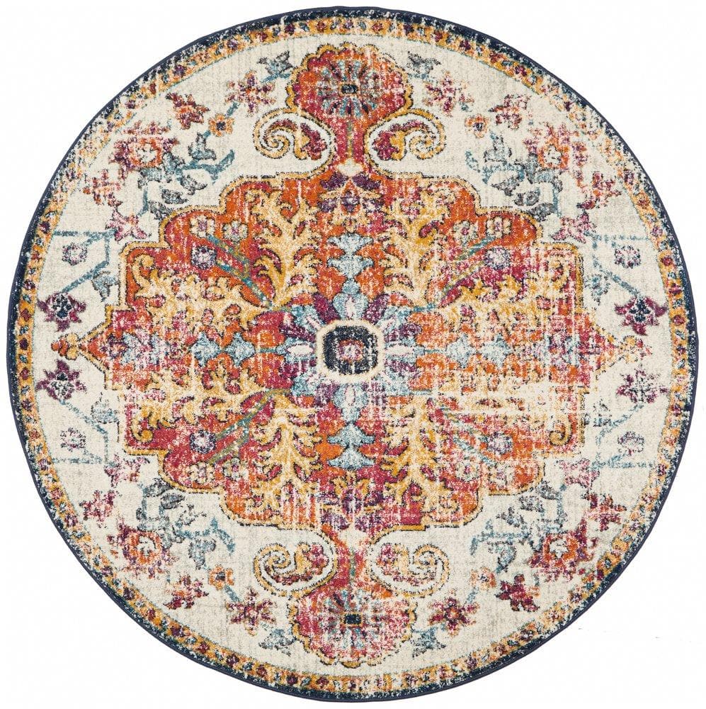 Transitional Carnival - White [Round] - Rug