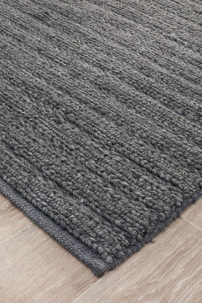 Harvest wool charcoal hand made rug 