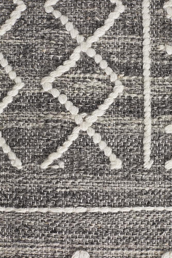 arya stitch woven silver grey rug closeup