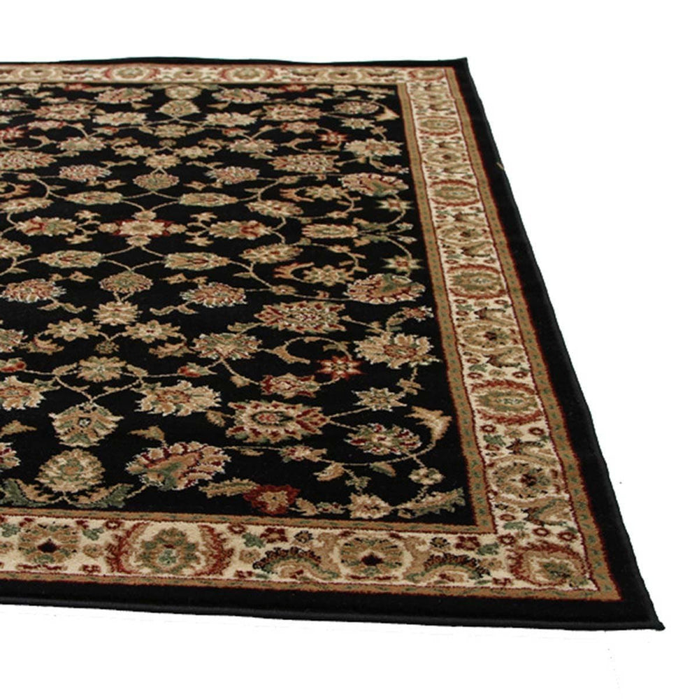 Istanbul traditional floral pattern black rug