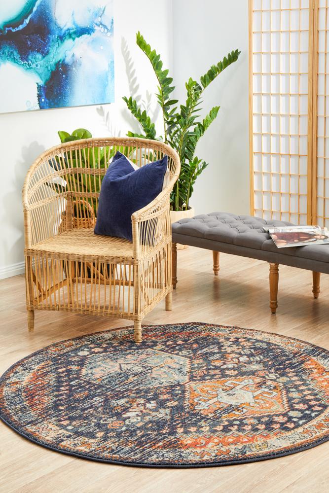 Legacy 854 Navy Round | Transitional Traditional | Rugs Plus Online.