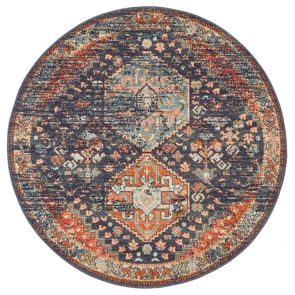 Legacy 854 Navy round transitional traditional rug