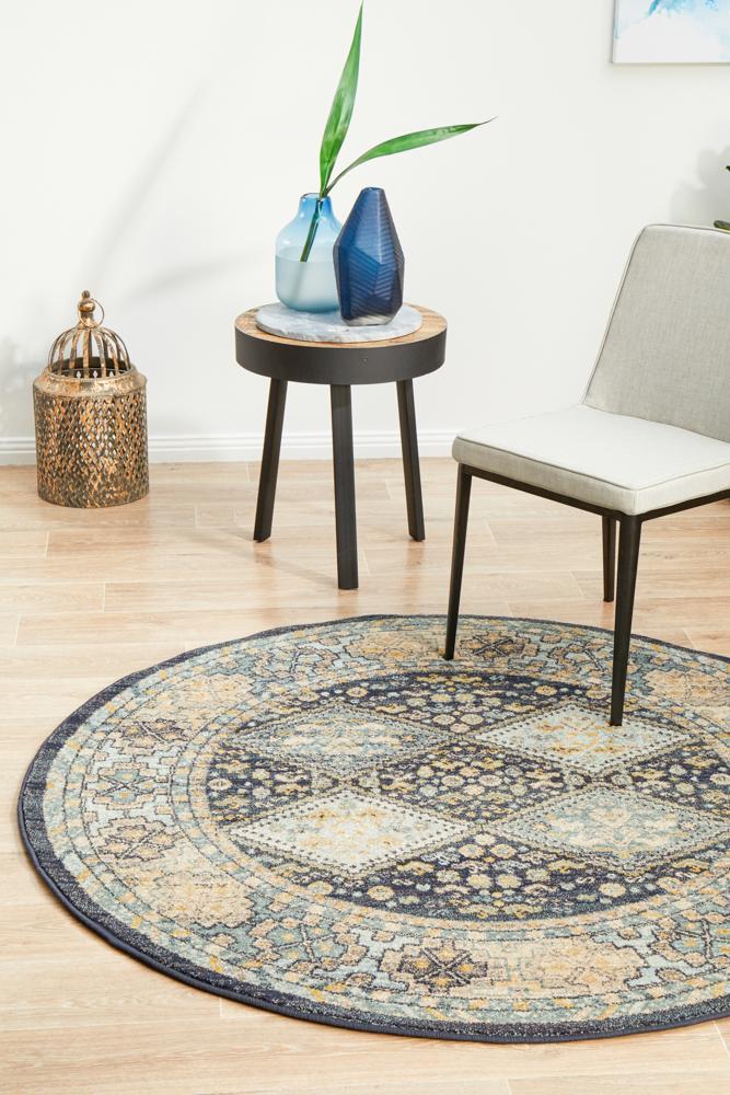Legacy 857 navy round transitional traditional rug