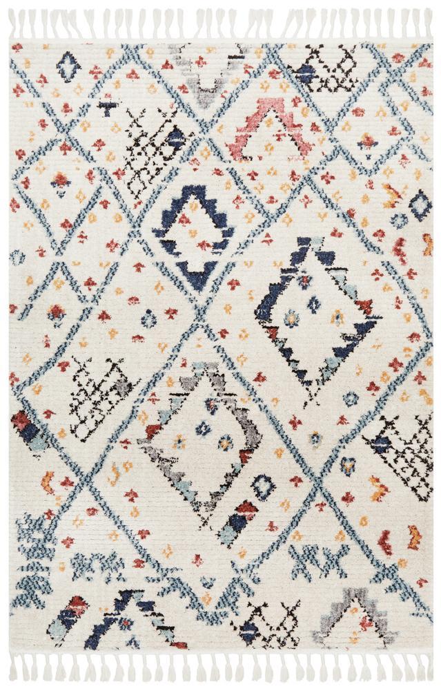 Marrakesh Farida white boho style modern rug