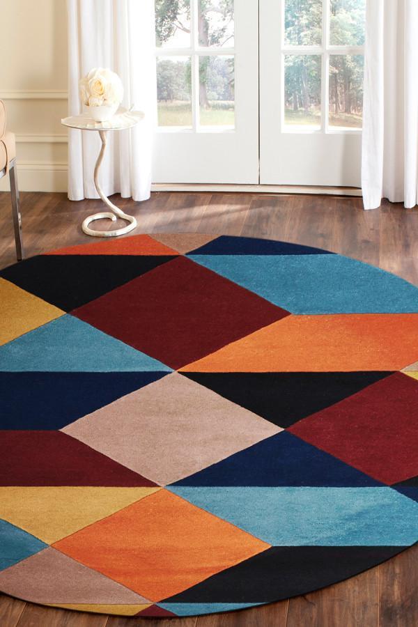 Matrix Pure Wool Sunset Multi Coloured | Round Rug | Rugs Plus Online