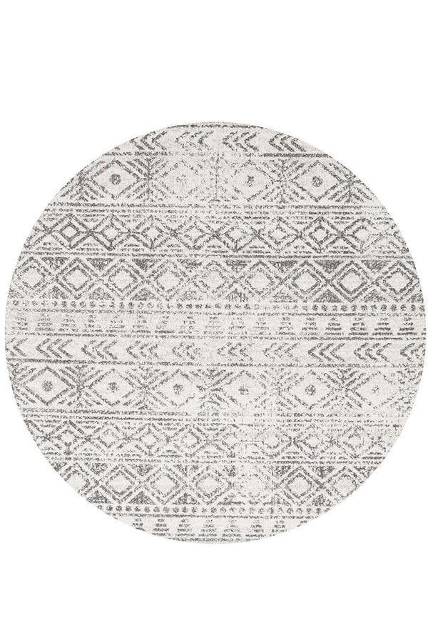 Oasis Ismail Rustic - White Grey [Round] - Rug