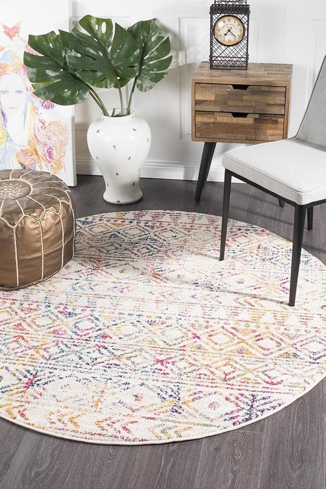 Oasis Ismail Rustic - Multi Grey [Round] - Rug