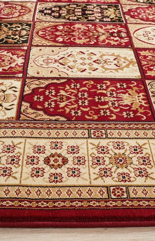 Sydney Traditional Panel Pattern - Burgundy - Rug