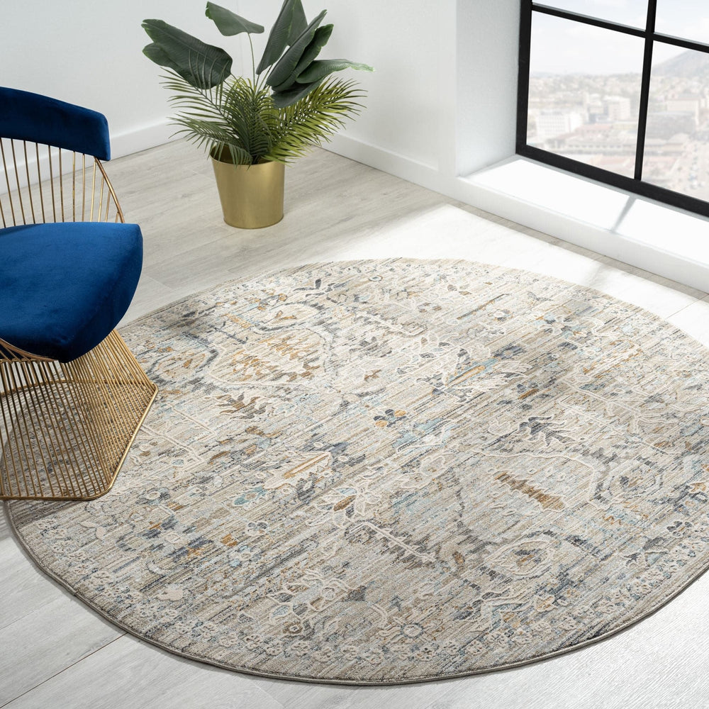 Textured Neutral Round Rug Aubrey 6755 Taupe Round | Round Rugs | Rugs Plus Online